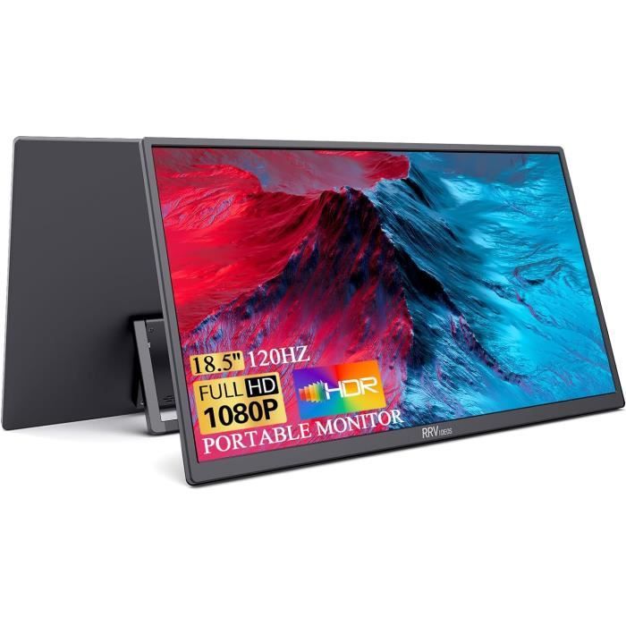 Écran Portable 18.5 Pouces 120Hz FHD - USB-C/HDMI | 100% SRGB HDR | Pour PC, Smartphone, Consoles De Jeu