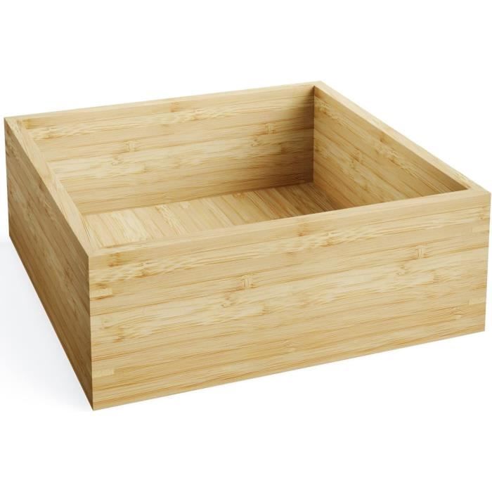 Boîte De Rangement En Bambou Relaxdays - Dimensions 50x40x21 Cm - Empilable, Sans Couvercle - Avec Poignées - Naturel