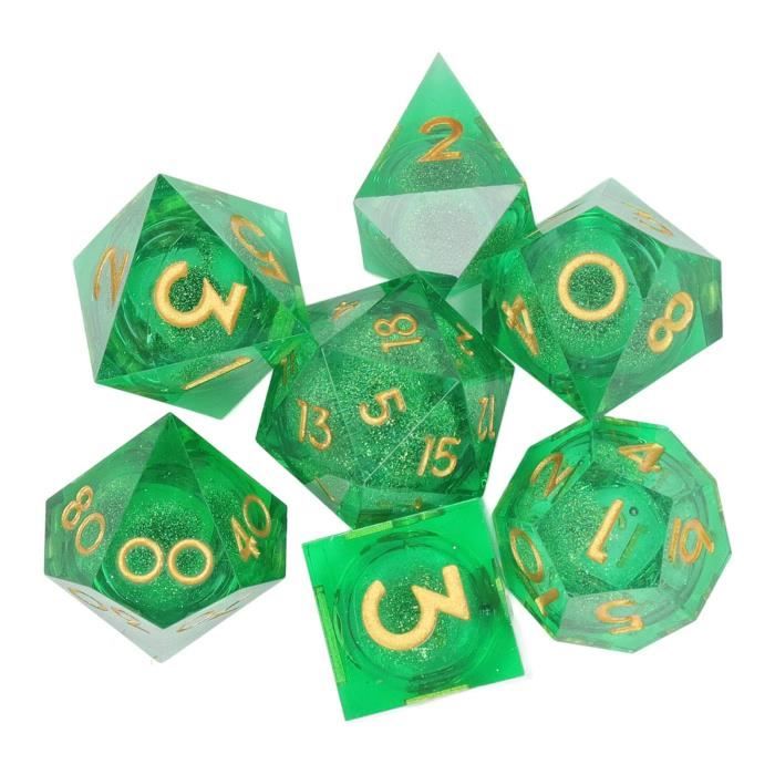 Lot De 7 Dés En Résine DND Transparent - Fleurs Et Feuilles, Polyédriques D&D Pour Donjons & Dragons Et RPG