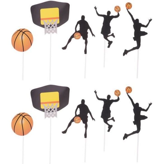 25 Pcs Gateau Toppers Mignon Drole Basket Ball Theme Glitter Decor Party Supplies Figurine Miniature Personnage Miniature Cdiscount Maison