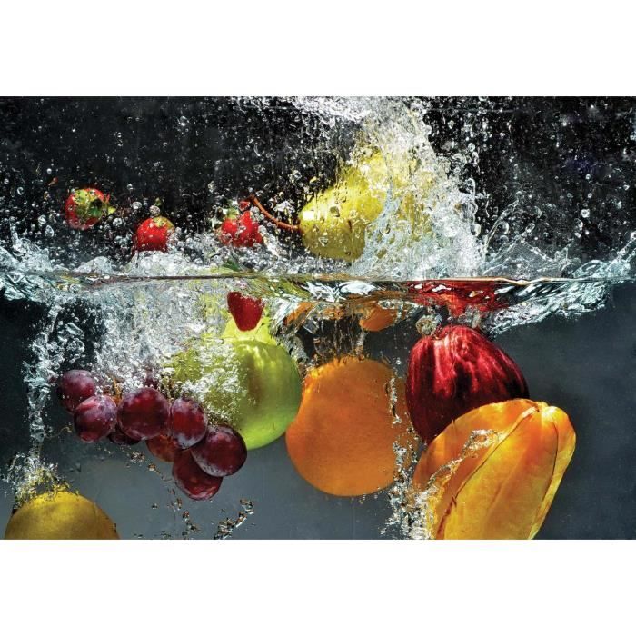 Papier Peint Intissé Panoramique Fruits Légumes Aliments Cuisine 254x184 cm Salon Photo Non Tissé Muraux Moderne Trompe l'oeil