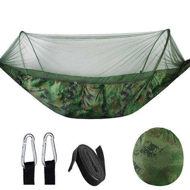 Hamac De Camping U-Line Camouflage – 2 Places – 3m X 2.1m – Nylon Lavable