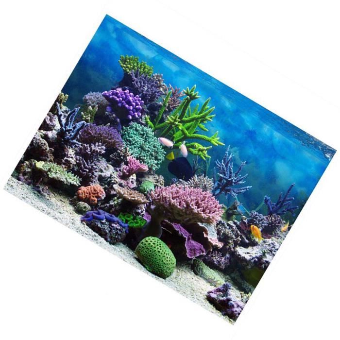 Meilleurs prix pour LEC Affiche de Fond d'aquarium Corail Adhésif en PVC Papier de Décor de Toile de Fond(91*50cm) - durable ZE013