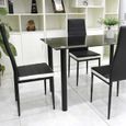 JEOBEST® Lot de 6 Chaise de Cuisine Romane Noires Bandeau Blanc Salle à Manger Design-1