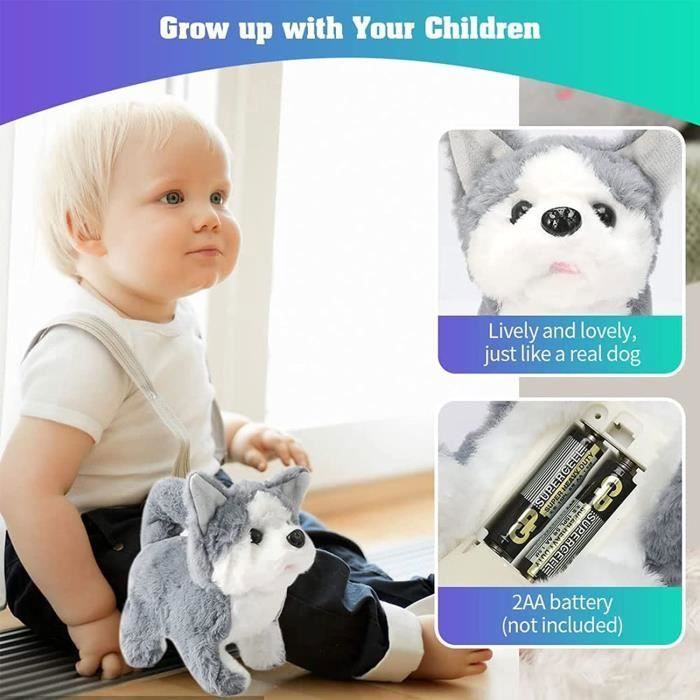 Zerodis Chien en peluche Simulation électrique en peluche chien multi