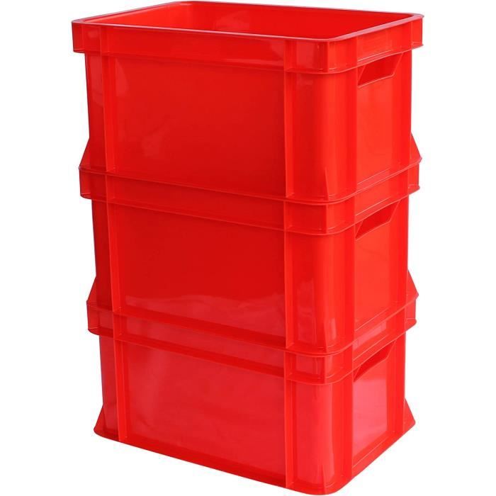 3x Mini caisse rangement plastique Rouge ARTECSIS - 11L - 35x24x18cm ...