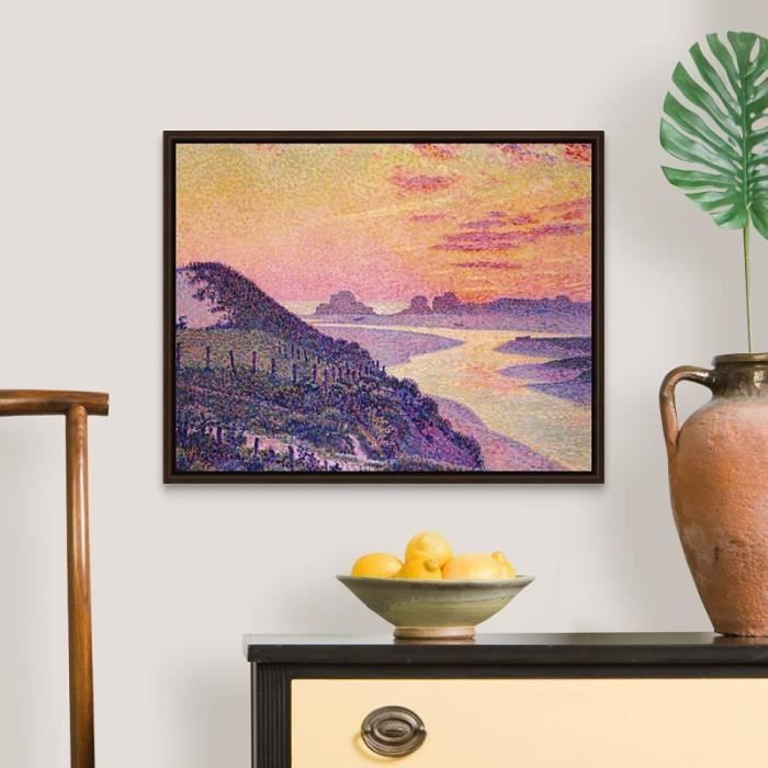 Coucher de soleil violet - Peinture à l'huile sur toile - Art mural moderne pour décoration de la maison - Cadre en bois (50,8 x 40,6 cm, encadré Coucher de soleil violet - Peinture à l'huile sur toile - Art mural moderne pour décoration de la maison - Cadre en bois (50,8 x 40,6 cm, encadré