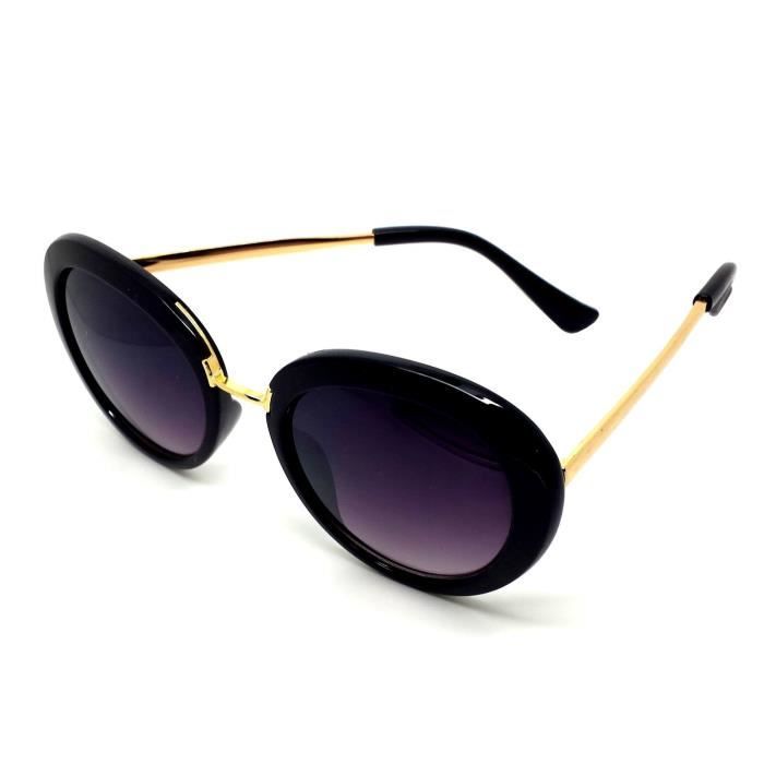 LUNETTES SOLEIL FEMME OR OVALE MOUCHE RONDE PANTOS ROUND SHAPE DISCRET LUXE MODE
