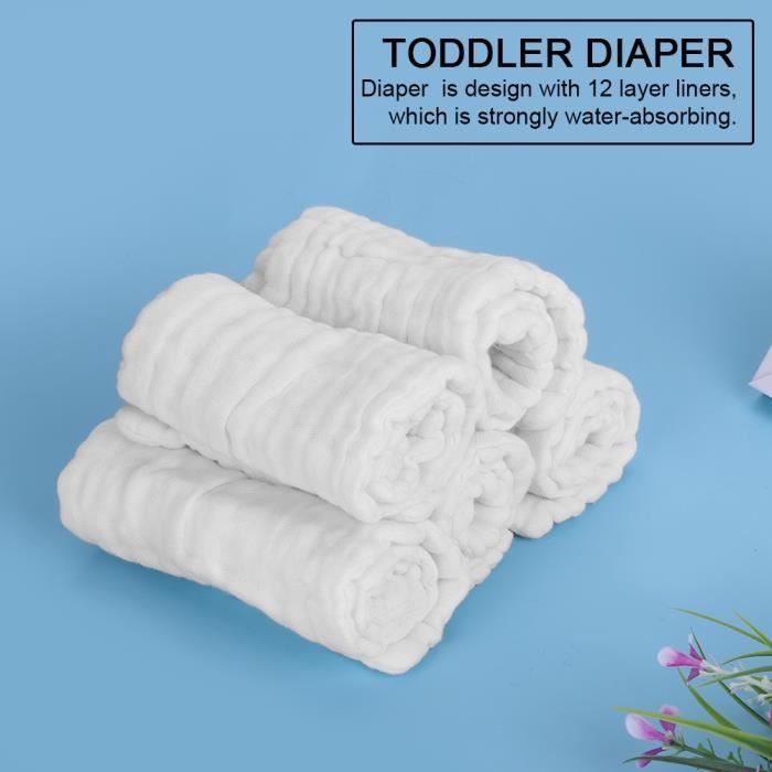 10 Inserts Couche Lavable Coton - Absorbants Réutilisables Bébé - Pour Couches Écologiques