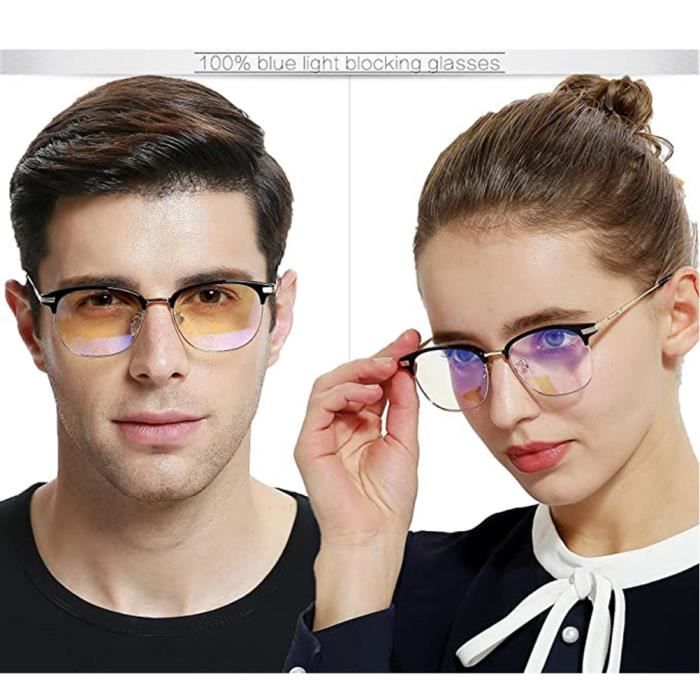 Lunettes Anti Lumière Bleue Homme, ILF® Ultra Léger Cadre Métal Anti  Fatigue Oculaire Filtre UV Monture de Lunettes - Noir - Cdiscount Bijouterie