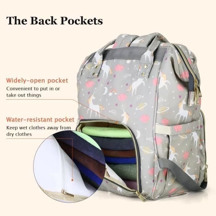 Sac à Dos à Langer 2 En 1 Barmøya - Avec Matelas à Langer Et Porte-bouteille Isolé - 41x33cm