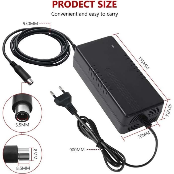 Chargeur pour Xiaomi Mi Mijia M365, Segway Ninebot ES1, ES2, ES4, LIME et BIRD