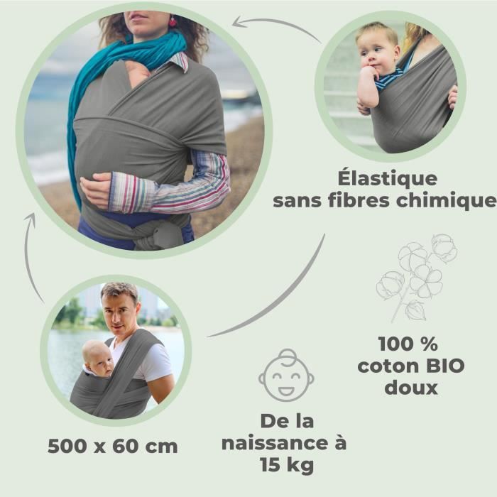 Lilly and Ben charpe de Portage B b lastique BIO Wrap B b