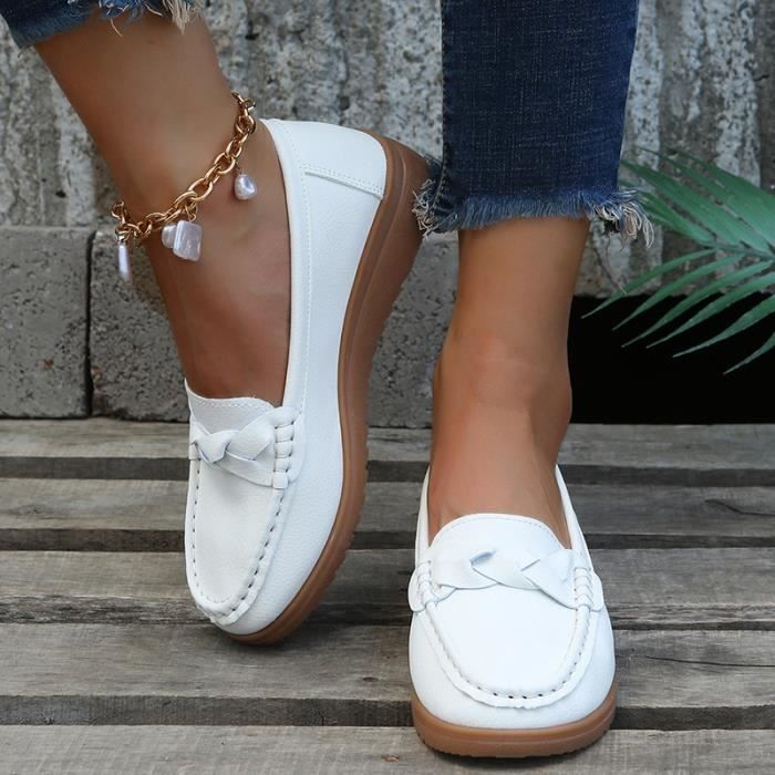 Mocassins Femme Shownicer En Cuir Souple | Loafers Confortables à Enfiler - Style Casual Été
