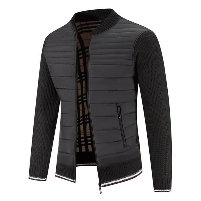 Gilet Homme Chaud Automne Hiver en Tricot Cardigan Epais Col