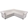 BESTSELLER Canapé d'angle fixe Classique - Sofa Divan Canapé Scandinave Chesterfield 5 plc Cuir artificiel Blanc | 2864-2