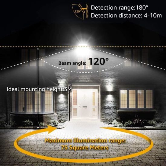 50W LED Projecteur Détecteur de Mouvement, IP65 Etanche Eclairage de  Sécurité 5000LM 6000K Blanc Froid Spot à LED Extérieur La[803] - Cdiscount  Maison
