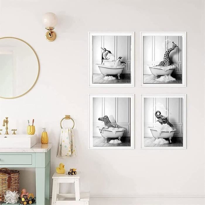 3 Tableaux Toile Salle De Bain - Déco Murale Baignoire Rouge Vintage