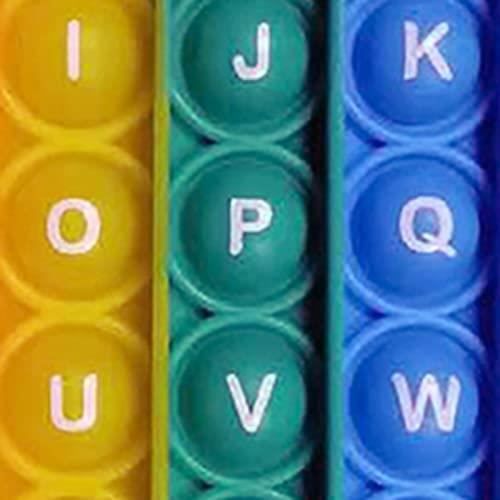 2021 lettres carrées arc-en-ciel push pop it sensory toys, rainbow bubble squeeze jouet anti stress enfant adult - Jeux - Jouets