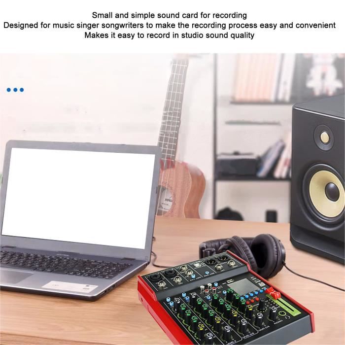 HURRISE table de mixage Bluetooth Table de mixage DJ professionnelle 6  canaux Bluetooth DSP carte de mixage sonore