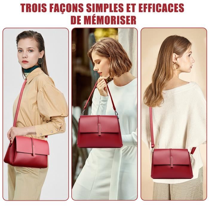 Sac à Bandoulière Femme PORRASSO - Cuir PU, 26x10x17 Cm - Poches Multiples, Bandoulière Réglable - Usage Quotidien