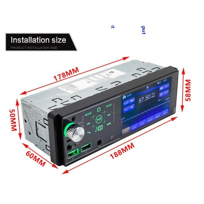 Radio voiture - écran tactile 4.1 pouce avec caméra de recule, AUX ,FM  Radio , Bluetooth , Support USB Et Carte Mémoire - Meshago Niger