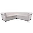 BESTSELLER Canapé d'angle fixe Classique - Sofa Divan Canapé Scandinave Chesterfield 5 plc Cuir artificiel Blanc | 2864-3