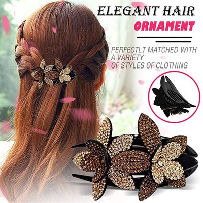 Pince à Cheveux Fleur Strass - Barrettes Françaises Scintillantes Pour Femme Et Fille