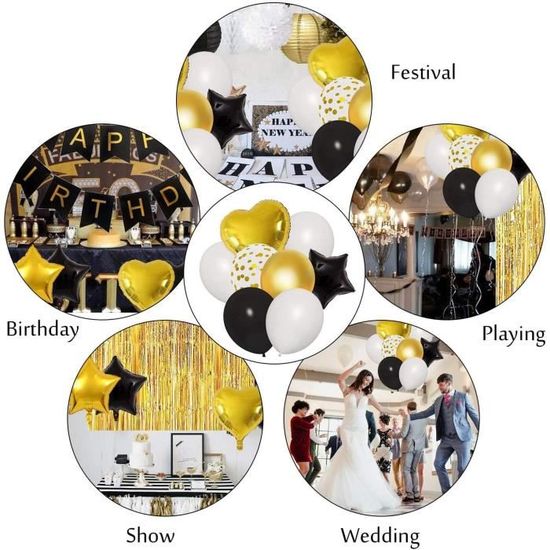 Âge 60th Joyeux Anniversaire Feuille Ballon Décoration de Table Display Fête Noir et Or