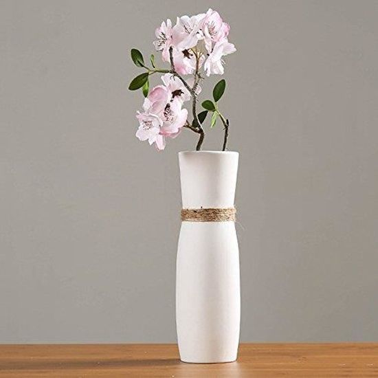 Pevfeciy Vase Blanc Ceramique Haute 21cm,S Vases Fleurs Sechees pour Salon Maison Bureau Vase Decoratif Design Table