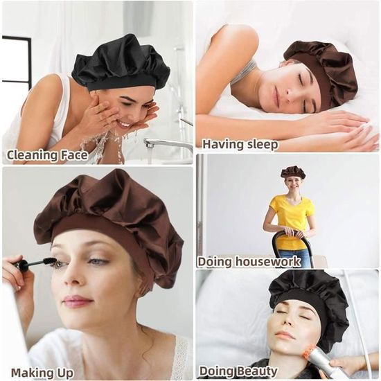Bonnet De Nuit En Satin Kiiwah - Bande Élastique Réglable - Protection Cheveux - Unisexe