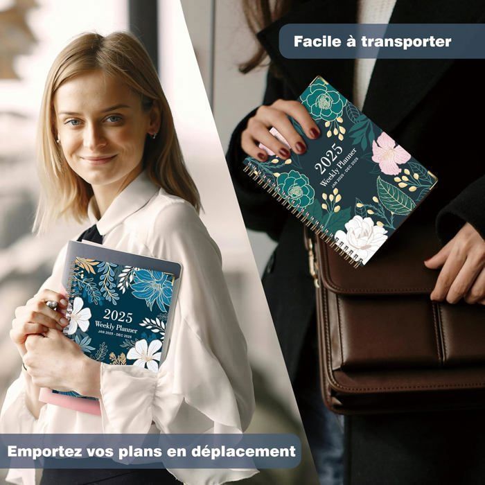 Agenda Semainier 2026 A5 Spiralé - Vue Hebdomadaire Et Mensuelle, Avec Autocollants, Pochette Et Stylo - Parfait Pour étudiants Et Organisation Quotidienne - 4