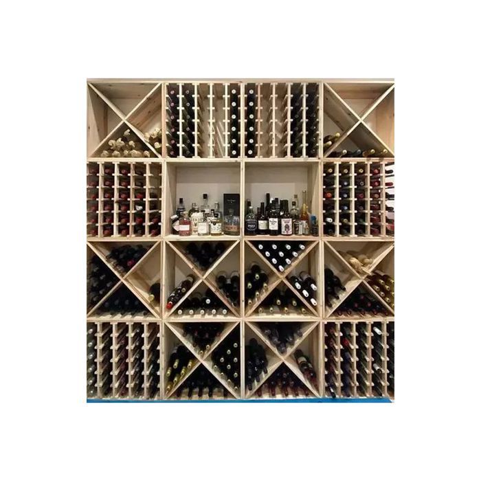 Casier à Vin Bois KIRIGEN 8 Bouteilles - 3 Niveaux - Présentoir Table Ou Armoire - Brun Naturel