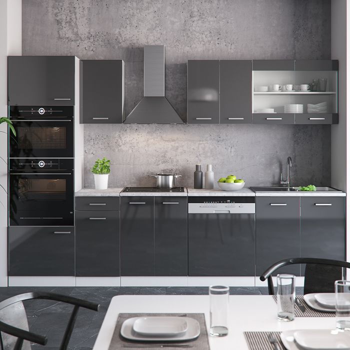 Cuisine Intégrée Vicco R-Line 300 Cm Gris Noble – Cuisine équipée Neuve