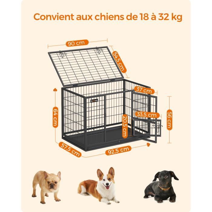 Cage Pour Chien Lourd, 122 X 74,5 X 80,5 Cm, Nettoyage Facile, Parc À Chiens,  Xxl, Noir - Chien BUT