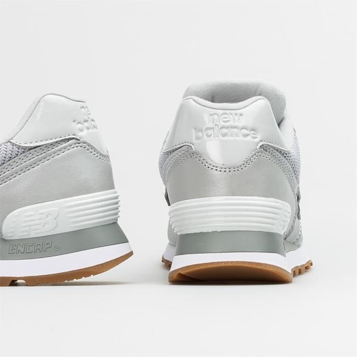 Baskets NEW BALANCE 574 Femme Gris Lacets Plat Gris Cdiscount Chaussures