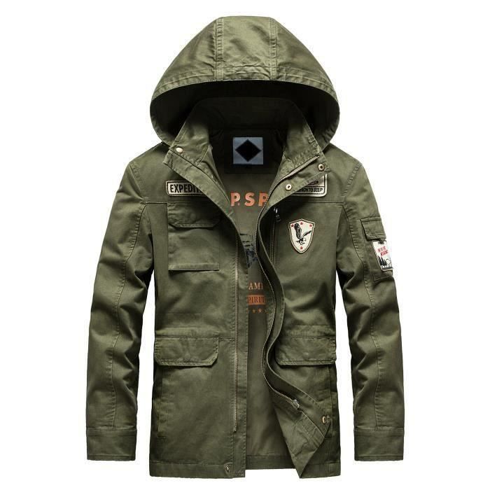 Manteau D'hiver Homme Léger à Capuche - Coupe Moyenne-longue, Coton Décontracté - Style Aviation, Grande Taille Disponible
