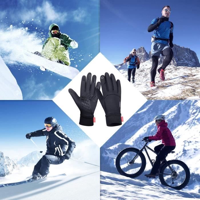 coskefy Gants Homme Gants Tactiles Smartphone Femme Gants Chaud Fin sous  Gants Ski Noirs Antidérapants Thermiques Idéal pour Marche Randonnée Courir