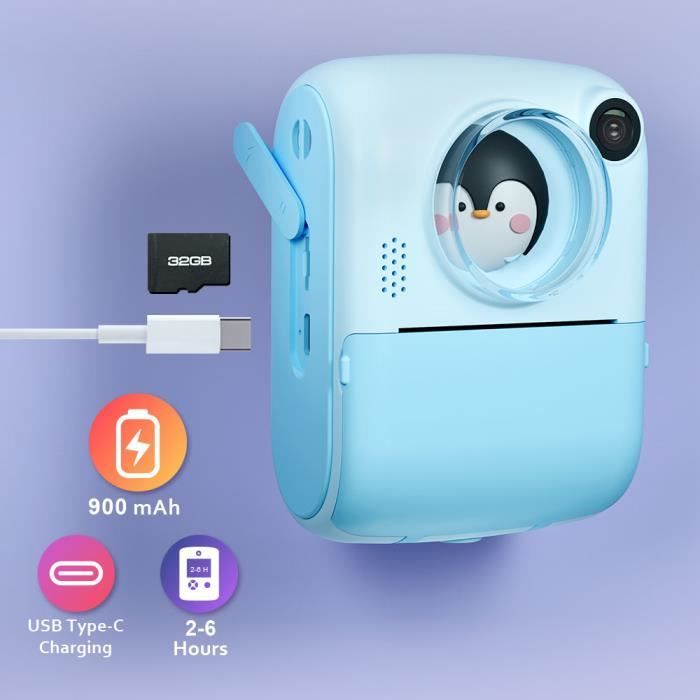 Appareil Photo Instantané Pour Enfants – Imprime Vos Photos En Noir Et Blanc, Avec 6 Feutres, 32