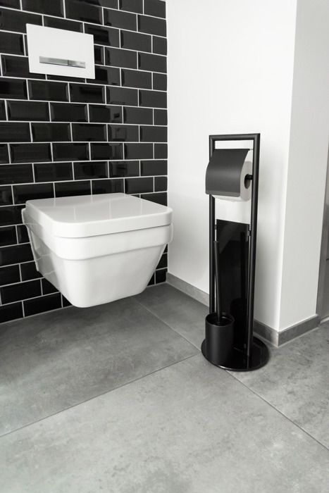 Serviteur WC 2-en-1 WENKO Marrakech - Brosse Et Porte-papier Toilette En Céramique Marron - Design Oriental, Dimensions 15x72 Cm