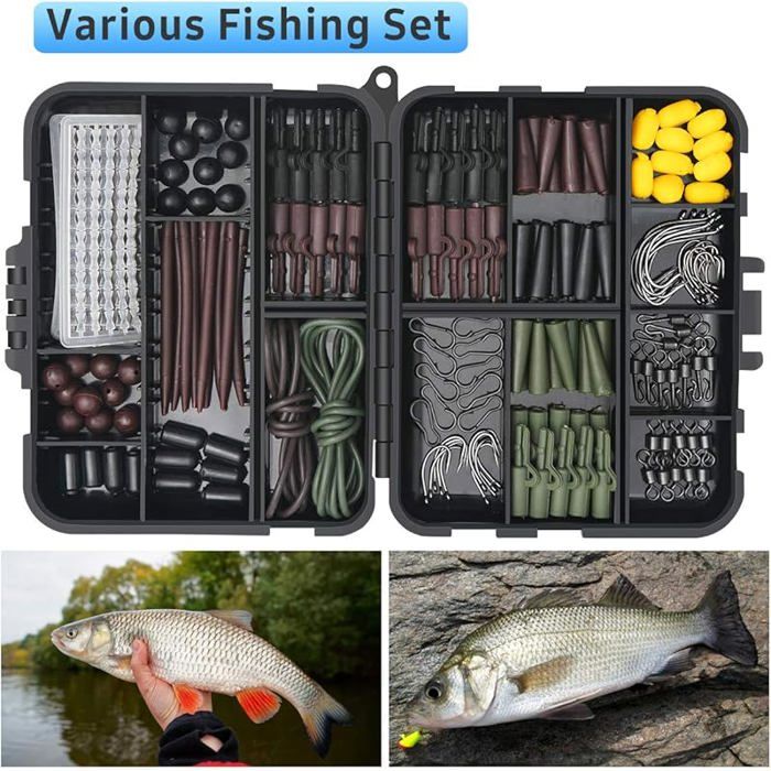 Kit De Pêche 282 Pièces – Boîte D'appâts Portable Pour Carpe, Avec Perles, Longes, Tubes, Clips Et Hameçons