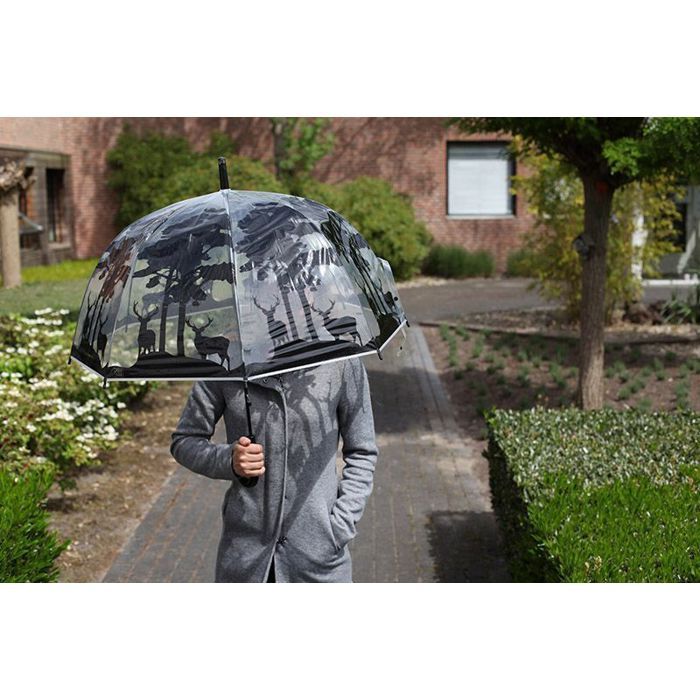 Parapluie Transparent Noir Esschert Design - Motif Forêt, Protection Compacte - 6