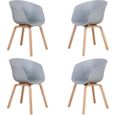 Lot de 4 chaises, chaise de salle à manger avec pieds en hêtre, chaise scandinave, gris-0