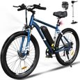 HITWAY vélo électrique VAE Bleu, VTT électrique, 26" x 3.0 Ville E-Bike, Batterie au Lithium Amovible 48V15AH, Shimano 7 Vitesses-0