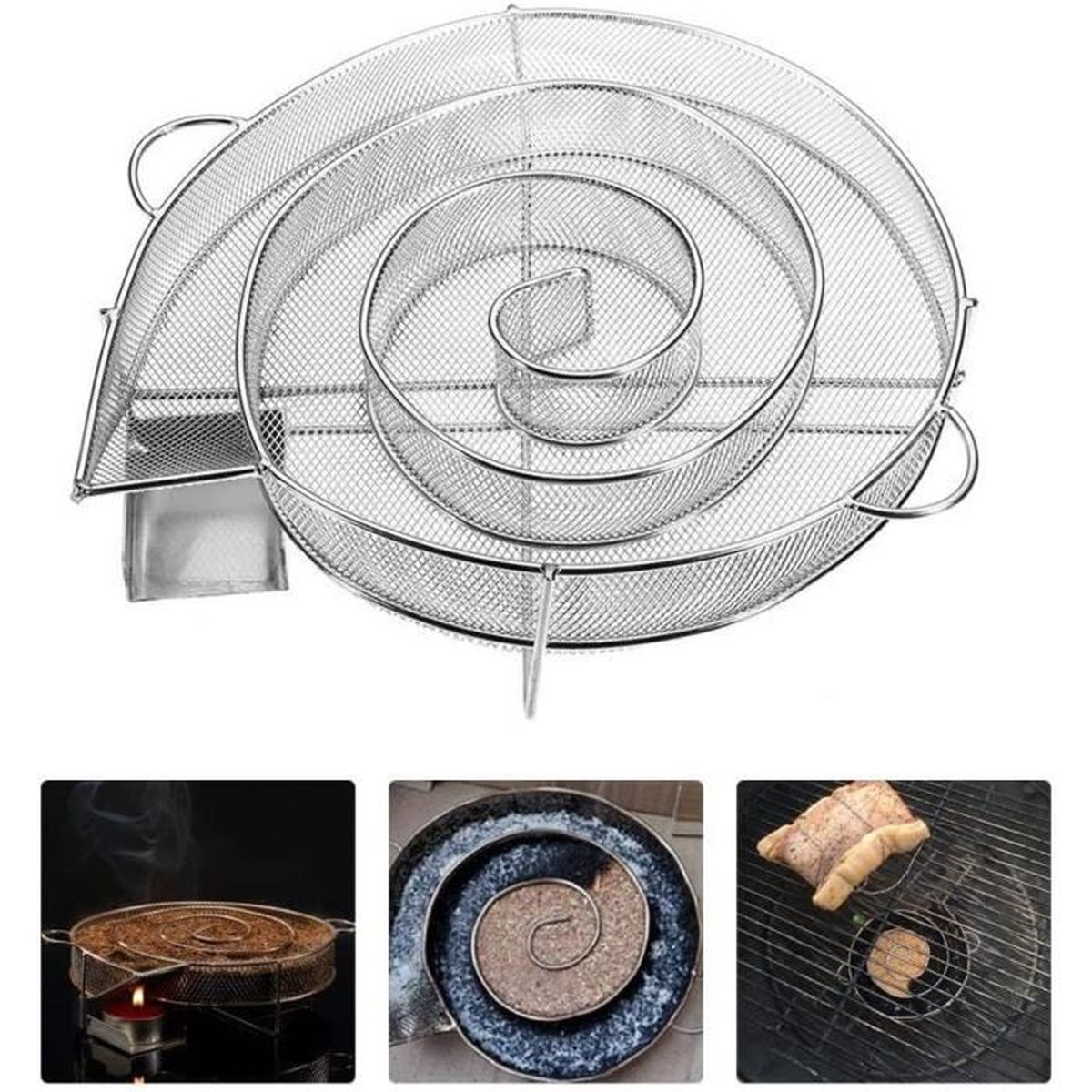 Générateur Fumée Froide Rond Acier Inoxydable Riisoyu - Fumoir à Froid Avec Accessoires Pour Barbecue