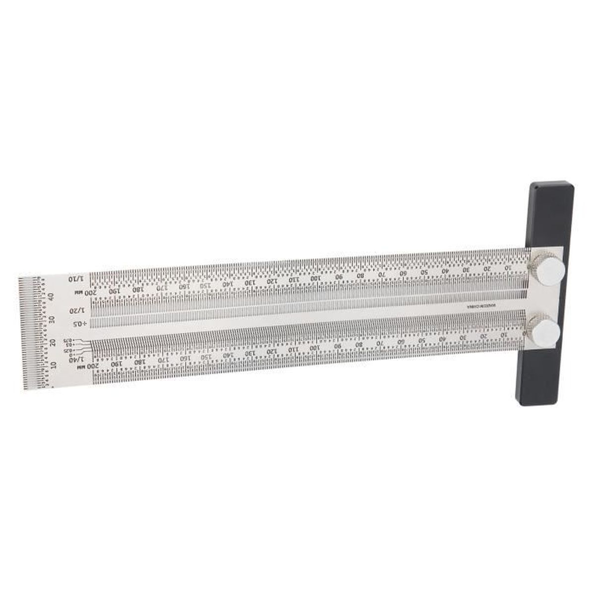 Règle En Acier Inoxydable 30 Cm - Graduations Cm Et Pouces, Avec Table De Conversion Au Dos