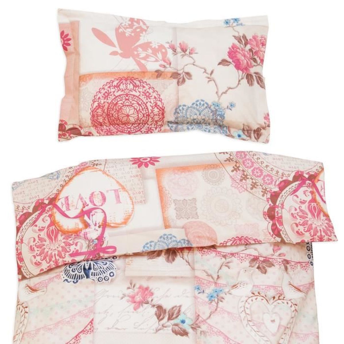 Vintage Love Housse De Couette 80x1 Cm Et Taie D Oreiller 30x40 Cm Pati Chou 100 Coton Parure De Lit Pour Bebe Cdiscount Puericulture Eveil Bebe