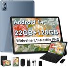 DGHRTI Tablette Tactile 10.1" IPS-1280*800 HD, Android 14, 22Go+128Go/1TB TF,Widevine L1/Netflix HD,Octa-core,8000mAh,WiFi5G,Clavier