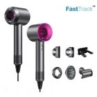 Sèche cheveux ionique FastTrack XF01, Séchage rapide 1600W, 3 Vitesses, 4 Températures, Silencieux, avec 1 diffuseur et 4 buses