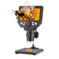 Microscope Numérique, Microscope USB Portable 4,3 Pouces 1X-1000X Grossissement avec 8 Lumières LED et Batterie Rechargeable